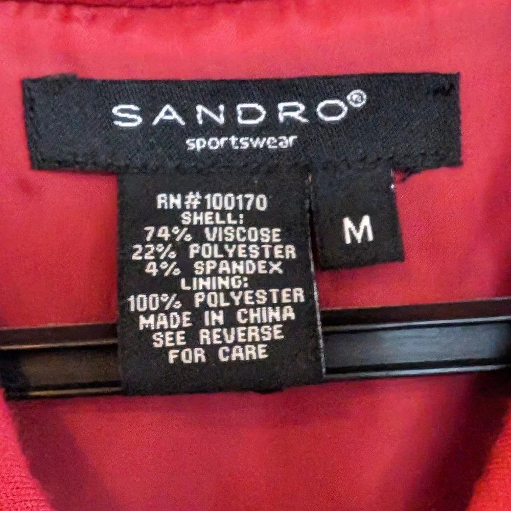 Sandro Sportswear Red Big Button Cropped Boxy Lined Jacket Size Med EUC Luxury - Picture 7 of 8
